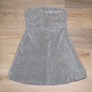 Wild Fable Silver Shimmery Women's Medium Strapless Mini Party Dress Metallic